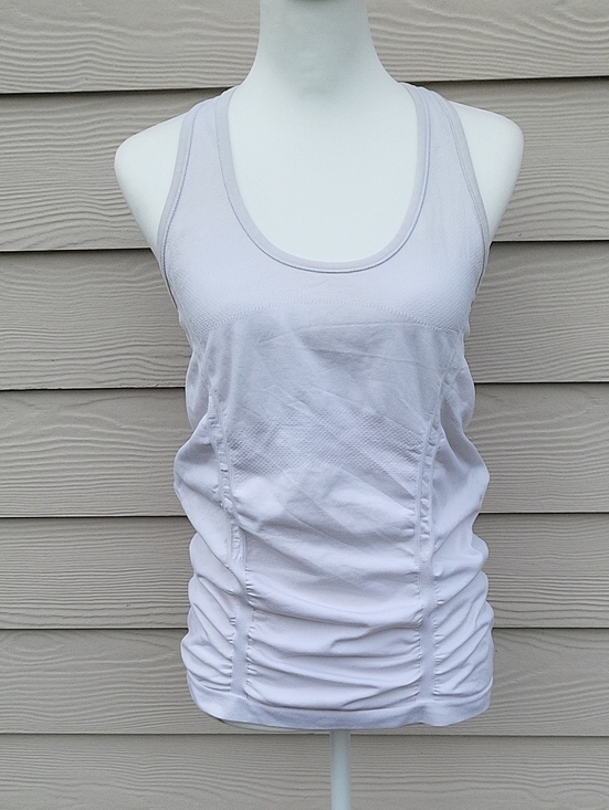 Athleta Tops - Athleta White Ruched Side Racerback Tank Top Size M Yoga